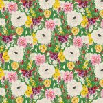 a pattern of flowers on a green background