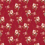 small white flowers in a red background fabric