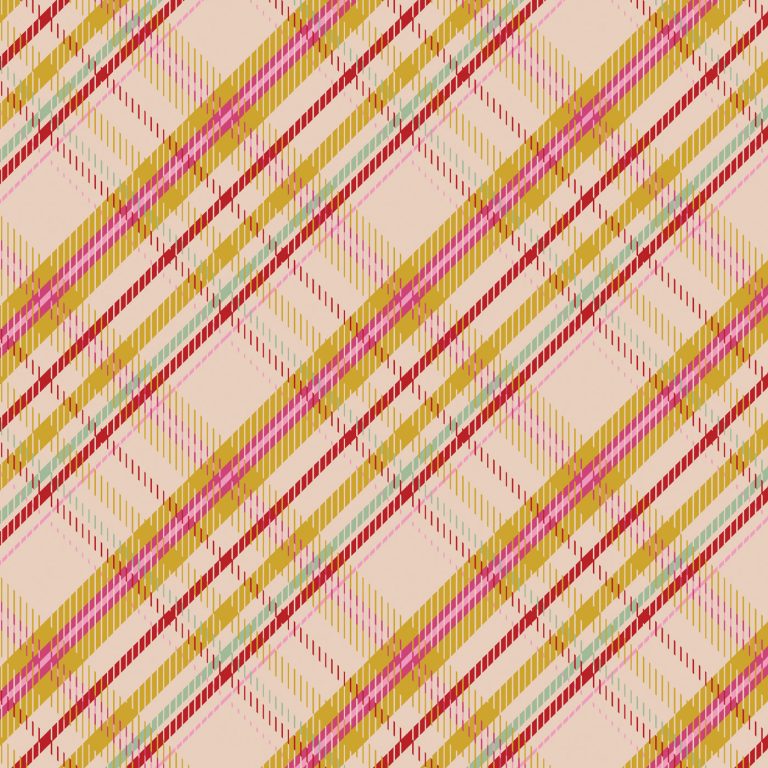 plaid fabric in pink and red