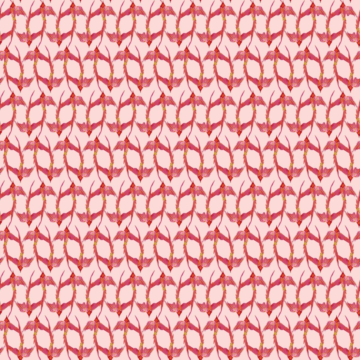 a pattern of red and pink birds