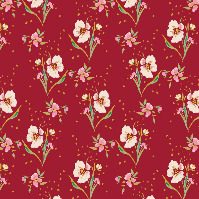 small flower pattern in a red background