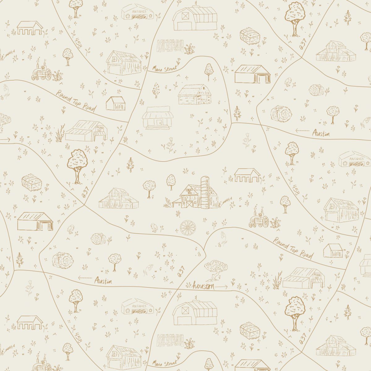 a map of a farm fabric