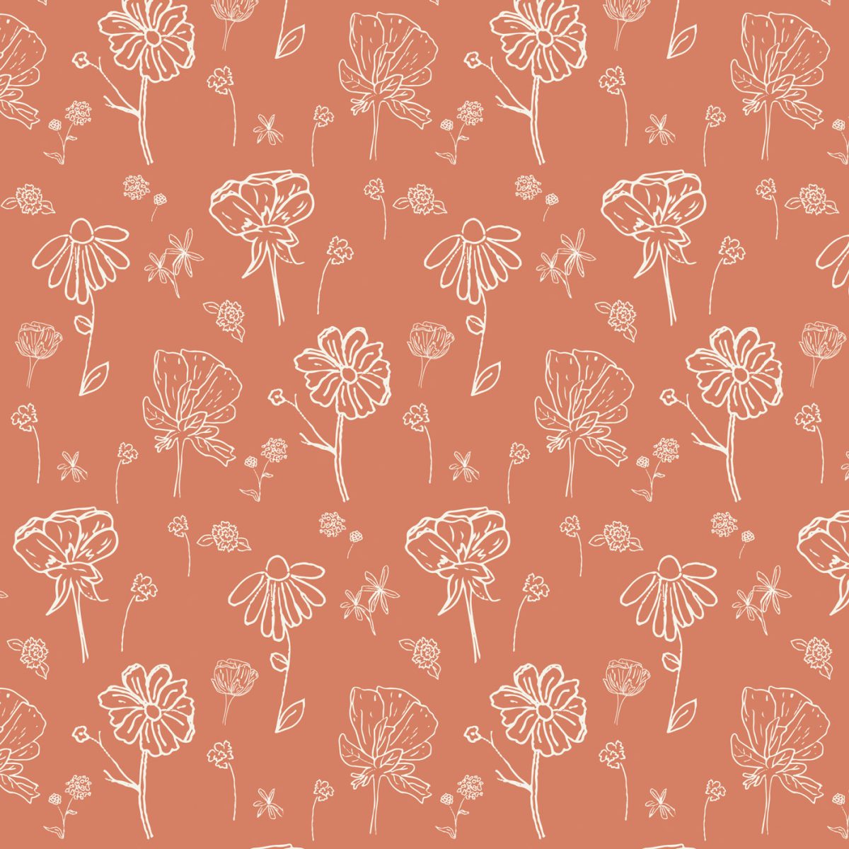 a pattern of flowers on a red background