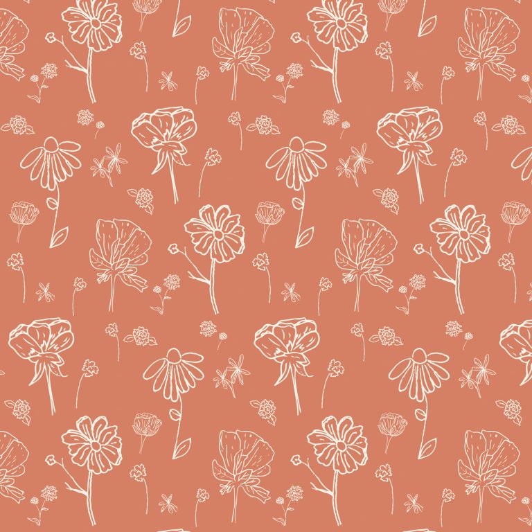 a pattern of flowers on a red background