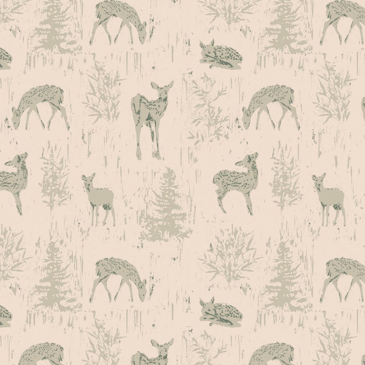 Fawns with a beige background flannel fabric