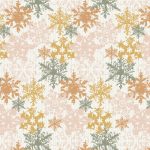 Snow crystals in yellow, green and pink fabric