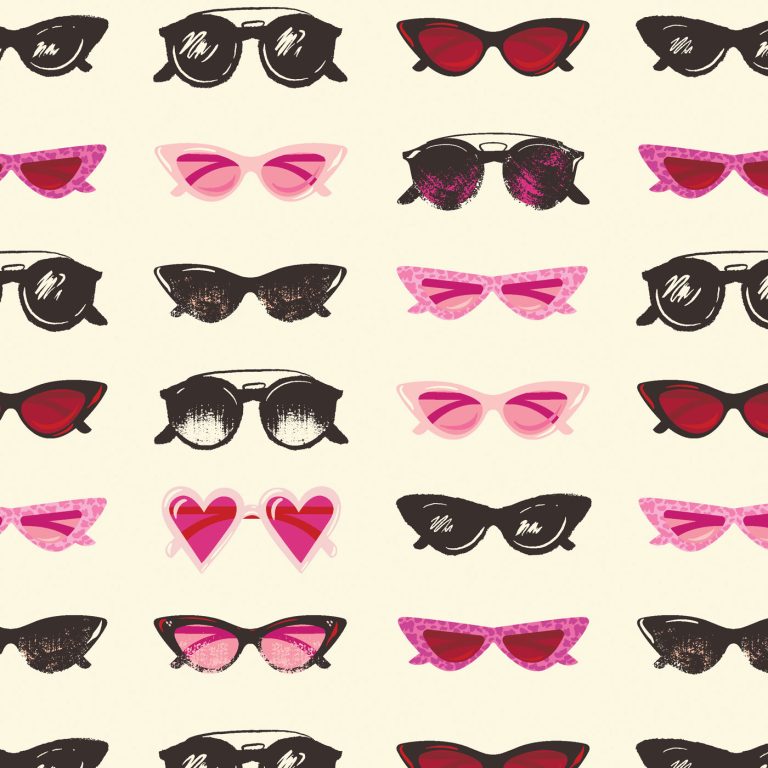 Red retro glasses fabric