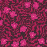 Fuchsia floral with black background fabric