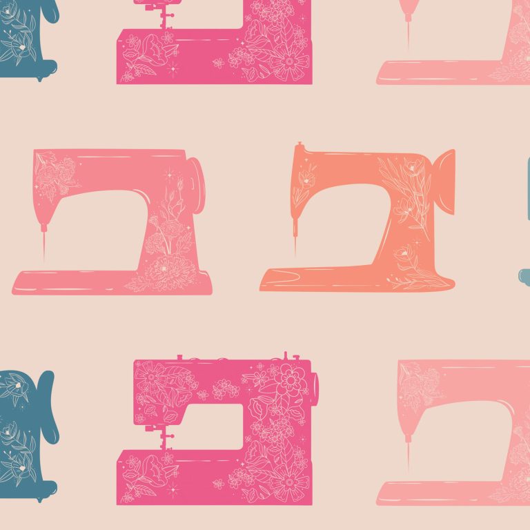 sewing machines fabric in pink