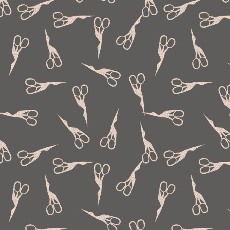 white vintage scissors in gray background