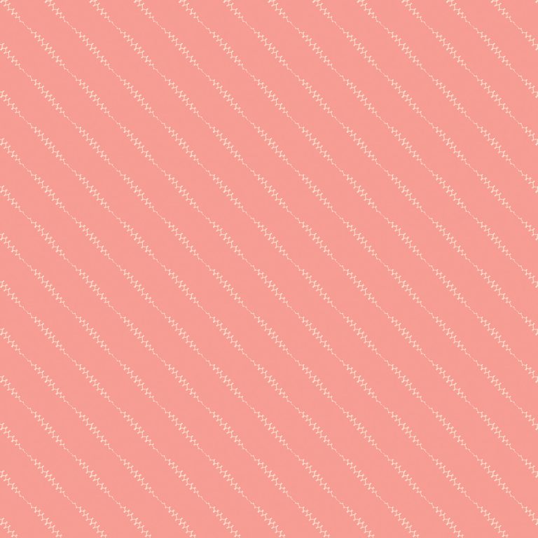 white stiches in pink background fabric