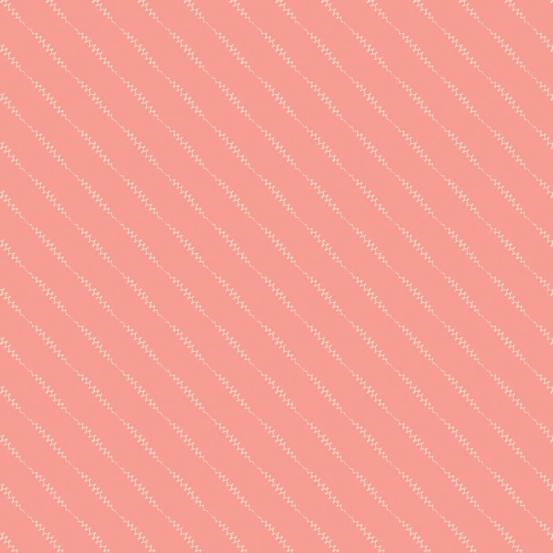 white stiches in pink background fabric